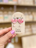 SALE Hand Painted Heart Hoop - Resin Earrings