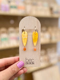 SALE Hand Painted Drop Hoop - Resin Earrings