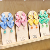 SALE Hand Painted Heart Stack - Resin Earrings