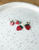 Strawberry Earrings - In Bloom - Acrylic Hoop Dangle
