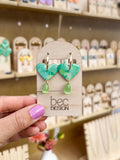 SALE Hand Painted Heart Hoop - Resin Earrings
