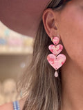 SALE Hand Painted Heart Stack - Resin Earrings