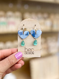 SALE Hand Painted Heart Hoop - Resin Earrings