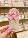 SALE Hand Painted Heart Stack - Resin Earrings