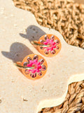 Flora Hoop - Dew Drop - Hand Painted Acrylic Earrings