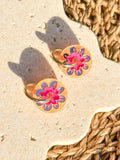Flora Hoop - Dew Drop - Hand Painted Acrylic Earrings