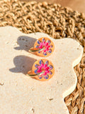 Flora Hoop - Dew Drop - Hand Painted Acrylic Earrings
