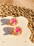 Flora Hoop - Dew Drop - Hand Painted Acrylic Earrings