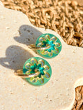Flora Hoop - Dew Drop - Hand Painted Acrylic Earrings