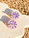 Flora Hoop - Dew Drop - Hand Painted Acrylic Earrings