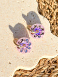 Flora Hoop - Dew Drop - Hand Painted Acrylic Earrings