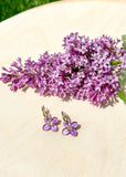 Lilac Hoop - Hand Painted - Spring Blooms Acrylic Earrings