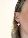 Lilac Hoop - Hand Painted - Spring Blooms Acrylic Earrings