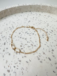 Link Bracelet - Gold Chain Organic Charm Bracelet
