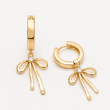 Bow Hoop - Gold Huggie Earrings
