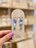 Hand Painted Drop Hoop - Resin Earrings