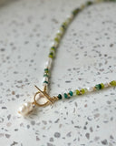 Indie Necklace - Colourful Bead Pearl and Gem Gold Chain