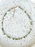 Indie Necklace - Colourful Bead Pearl and Gem Gold Chain
