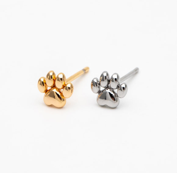 Paw Print Stud Gold / Silver Stud Earrings
