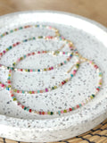 Indie Necklace - Colourful Bead Pearl and Gem Gold Chain