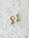 Flower Fuchsia Hoop - Gold Huggie Earrings