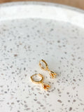 Flower Fuchsia Hoop - Gold Huggie Earrings