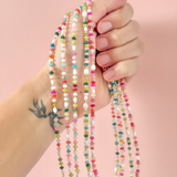 Indie Necklace - Colourful Bead Pearl and Gem Gold Chain