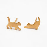 Cat Stud Gold / Silver Stud Earrings