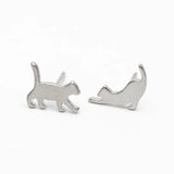 Cat Stud Gold / Silver Stud Earrings