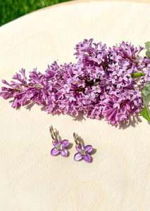 Lilac Hoop - Hand Painted - Spring Blooms Acrylic Earrings